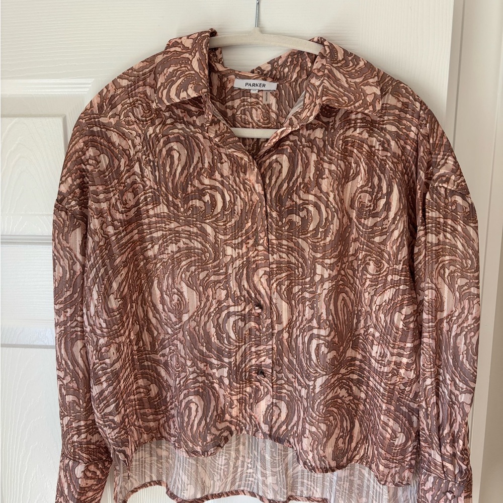 Parker Abstract Brown Blouse